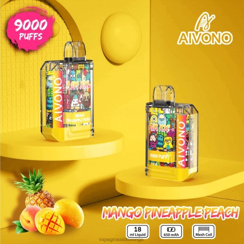 Vape Pod Wholesale - Aivono AIM XXL 9000 mun klistermärke genomskinlig mango ananas persika 0J0HX49