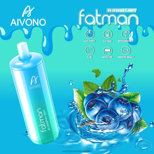 Vape Wholesale Sweden - Aivono FATMAN 6800 blåbärsmynta 0J0HX22