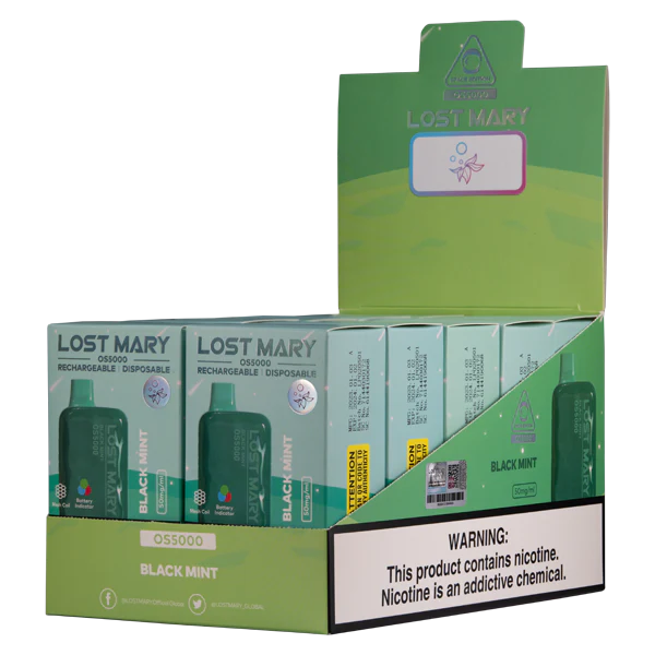 Vape Grossist - svart mynta BXF6H0106 LOST MARY OS5000