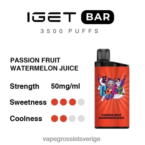 Hhc Vape Grossist - passionsfrukt vattenmelon juice BXF6H097 IGET BAR 3500 5% nikotin