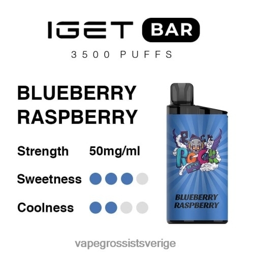 Vape Wholesale Sweden - blåbärshallon BXF6H092 IGET BAR 3500 5% nikotin