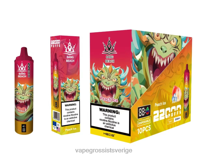 Vape Grossist - Bang Beach 22000 puffar smart skärm persika is L6V6P16
