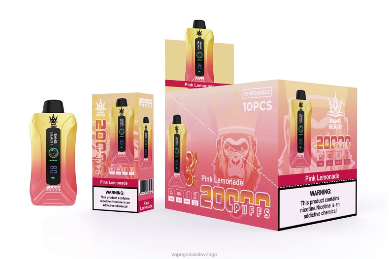 Vape Juice Wholesale - Bang Beach 20000 puffar smart screen vape rosa lemonad L6V6P4