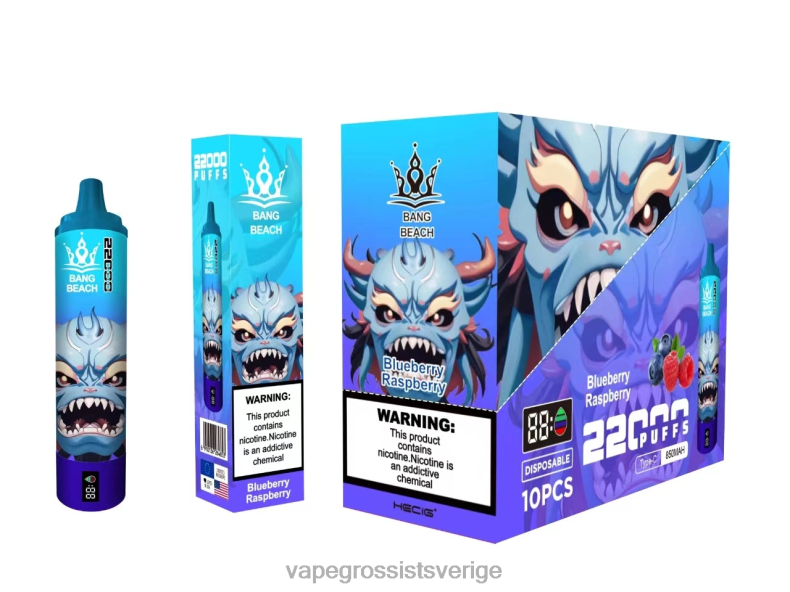 Vape Juice Wholesale - Bang Beach 22000 puffar smart skärm blåbärshallon L6V6P14