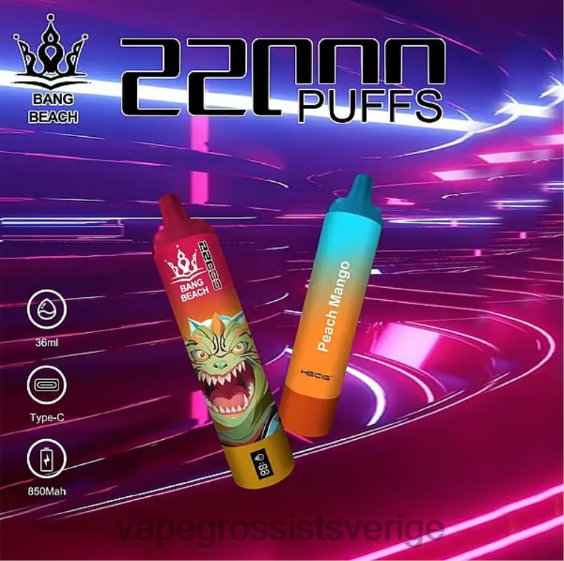 Vape Juice Wholesale - Bang Beach 22000 puffar smart skärm persika mango L6V6P24