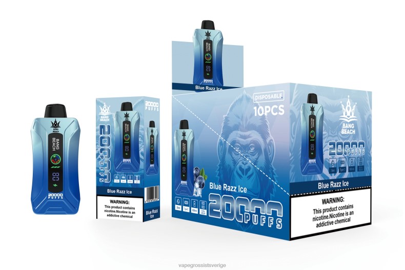 Vape Wholesale Sverige - Bang Beach 20000 puffar smart screen vape blå razz is L6V6P11