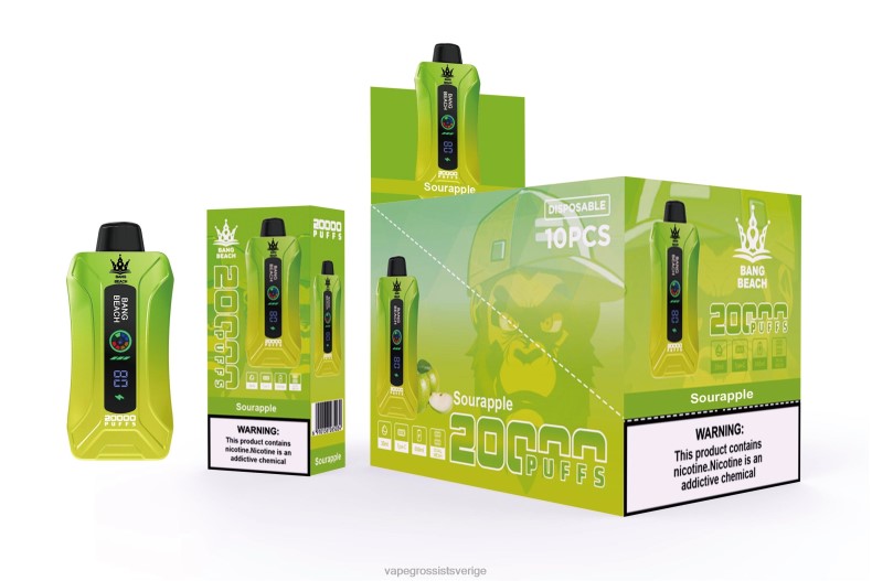 Vape Wholesale Sverige - Bang Beach 20000 puffar smart screen vape syrligt äpple L6V6P1