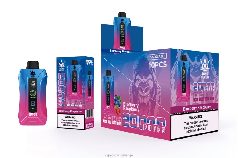 Vape Wholesale Sweden - Bang Beach 20000 puffar smart screen vape blåbärshallon L6V6P12