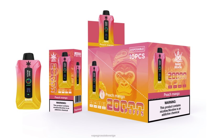 Vape Wholesale Sweden - Bang Beach 20000 puffar smart screen vape persika mango L6V6P2