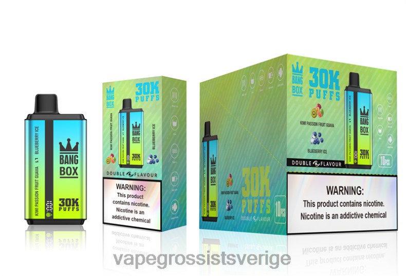 Disposable Vapes Sweden - Bang Box 30000 puffar dubbla smaker kiwi passionsfrukt guava & blåbärsglass L6V6P65