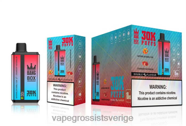 Nicotine Vapes Wholesale - Bang Box 30000 puffar dubbla smaker vattenmelon tuggummi & jordgubbsvattenmelon L6V6P68