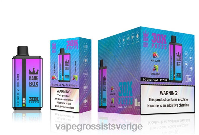 Vape Juice Wholesale - Bang Box 30000 puffar dubbla smaker blue razz ice & dubbel druva L6V6P72
