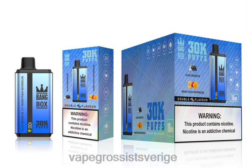 Vape Wholesale Reviews - Bang Box 30000 puffar dubbla smaker black dragon ice & mango persika vattenmelon L6V6P71