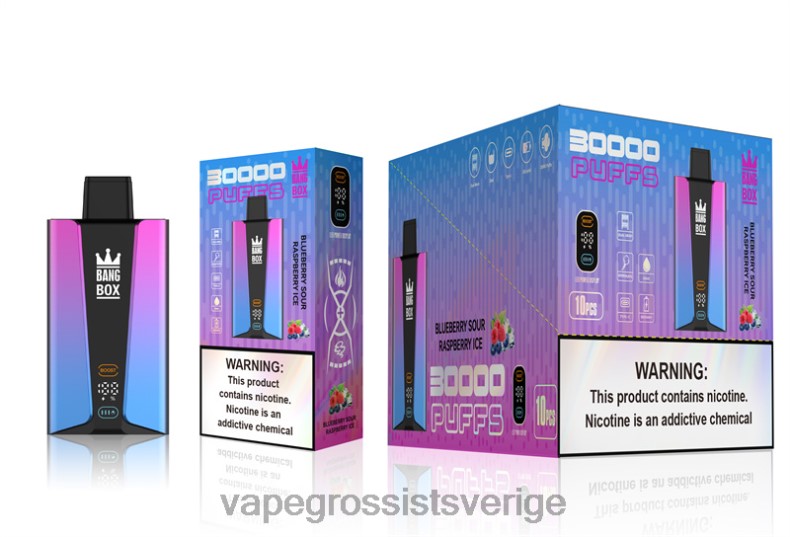 Vape Wholesale Reviews - Bang Box 30 000 puffar smart skärm blåbärssur hallonis L6V6P81