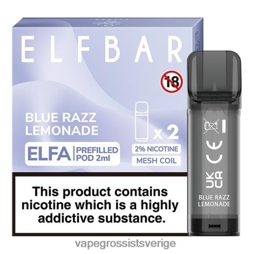 Hhc Vape Grossist - blå razz lemonad BXF6H0327 ELFBAR Elfa förfylld kapsel - 2ml - 20mg (2-pack)