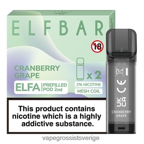 Vape Juice Wholesale - tranbärsdruva BXF6H0334 ELFBAR Elfa förfylld kapsel - 2ml - 20mg (2-pack)